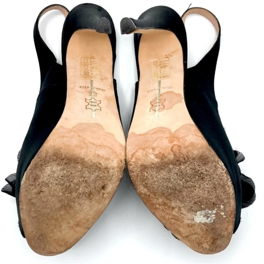 Dolce Vita “Bess” Black Platform Heels with Sheer Petals Embellishment, size 8.5